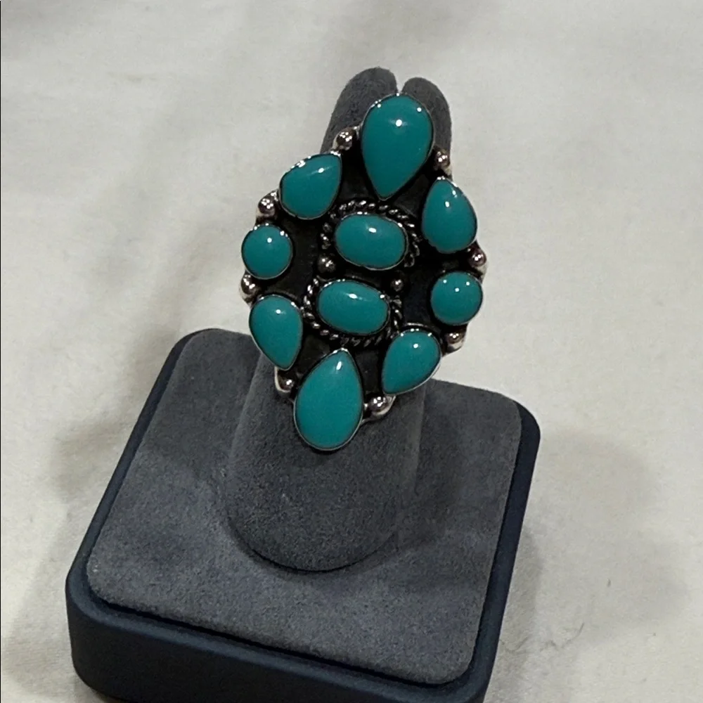 Sterling Silver Turquoise Cluster Ring